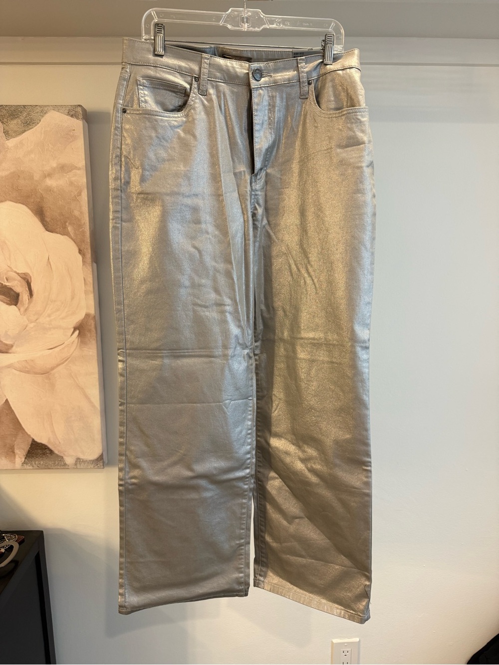 Kut from the Kloth Metallic Silver Wide-Leg Jeans